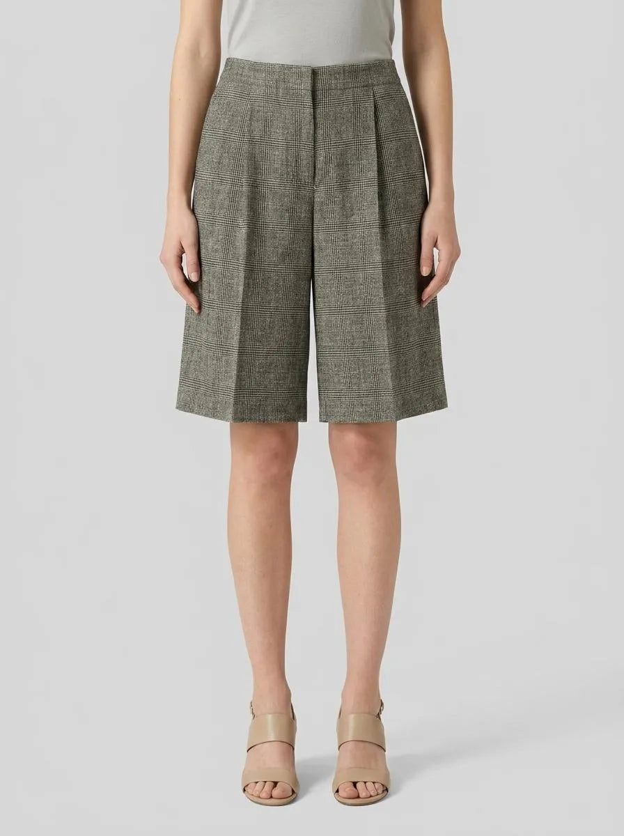 Benetton Gray Women Prince of Wales Bermudas SKU: 4Z8ED902H_901 Image 00