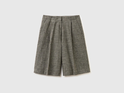 Benetton Gray Women Prince of Wales Bermudas SKU: 4Z8ED902H_901 Image 01