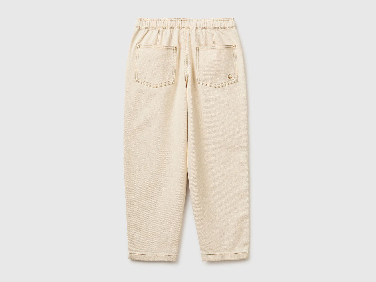 Benetton Creamy White Boys Cotton Joggers with Drawstring SKU: 4ZJNCF05F_901 Image 02