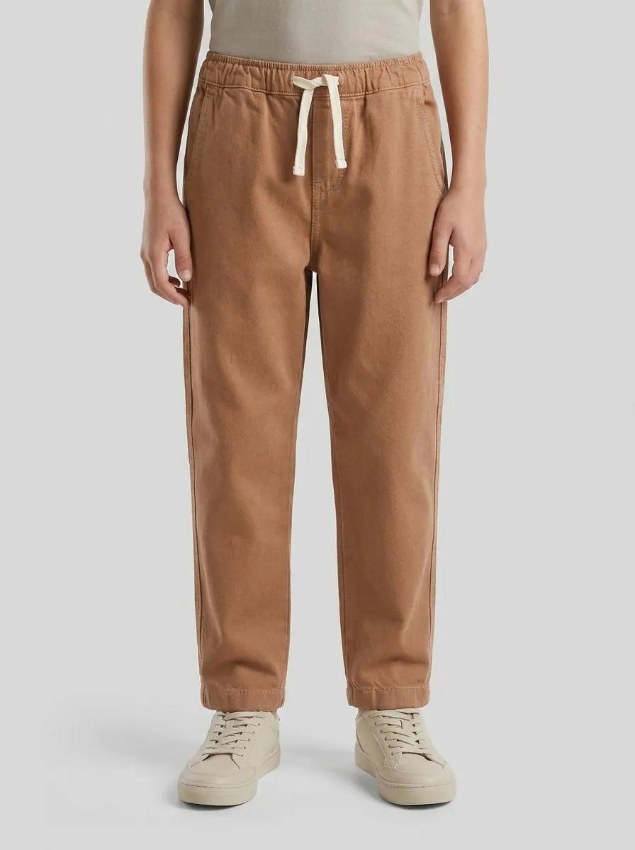 Benetton Brown Boys Cotton Joggers with Drawstring SKU: 4ZJNCF05F_94M Image 00