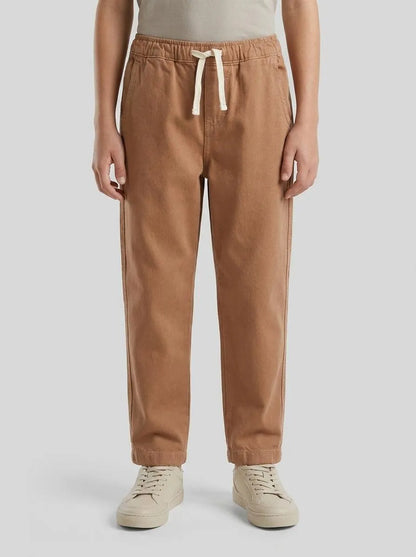 Benetton Brown Boys Cotton Joggers with Drawstring SKU: 4ZJNCF05F_94M Image 00