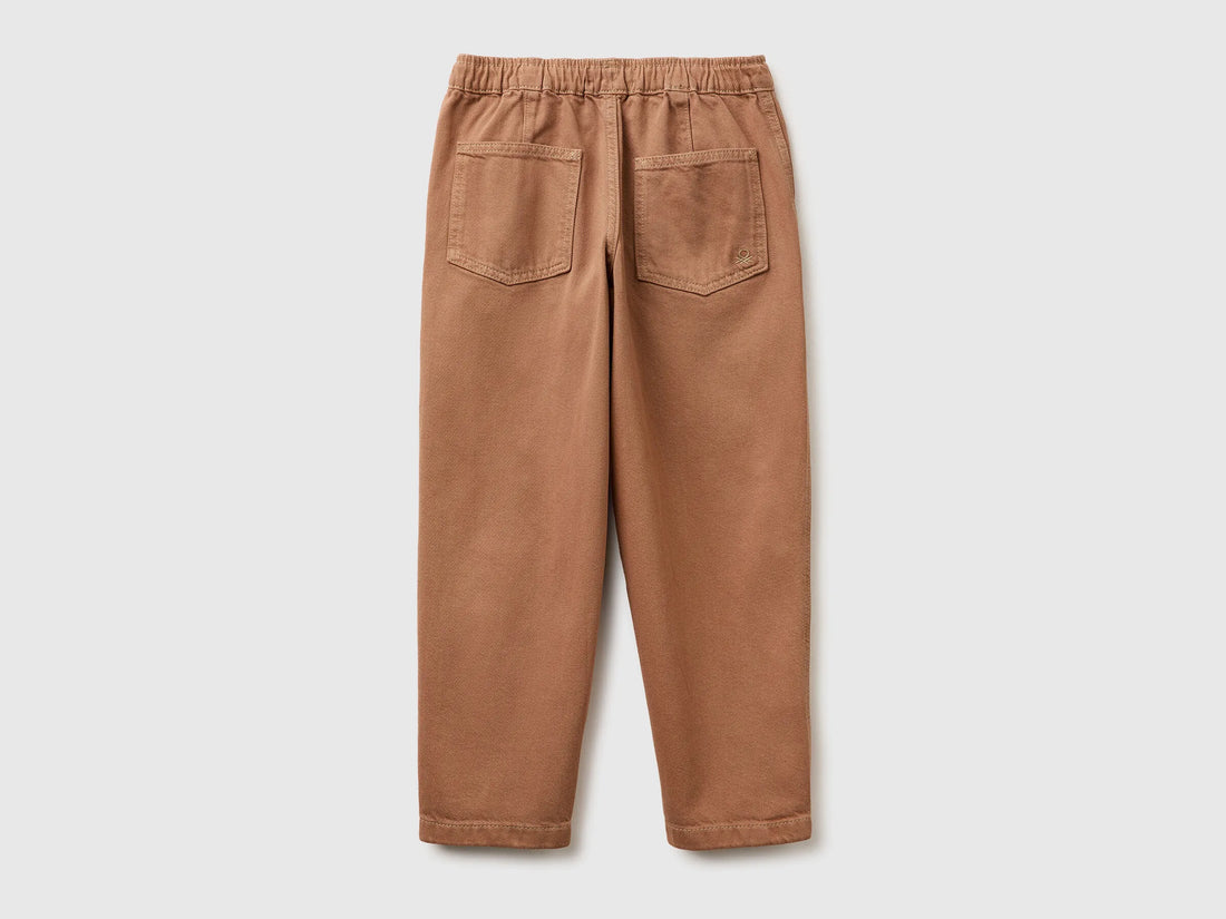 Benetton Brown Boys Cotton Joggers with Drawstring SKU: 4ZJNCF05F_94M Image 02