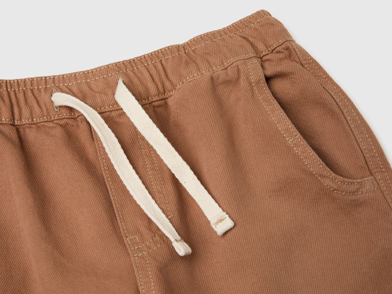Benetton Brown Boys Cotton Joggers with Drawstring SKU: 4ZJNCF05F_94M Image 03