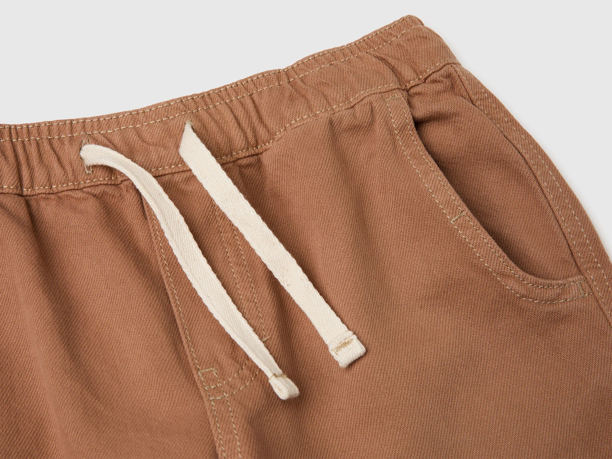 Benetton Brown Boys Cotton Joggers with Drawstring SKU: 4ZJNCF05F_94M Image 03