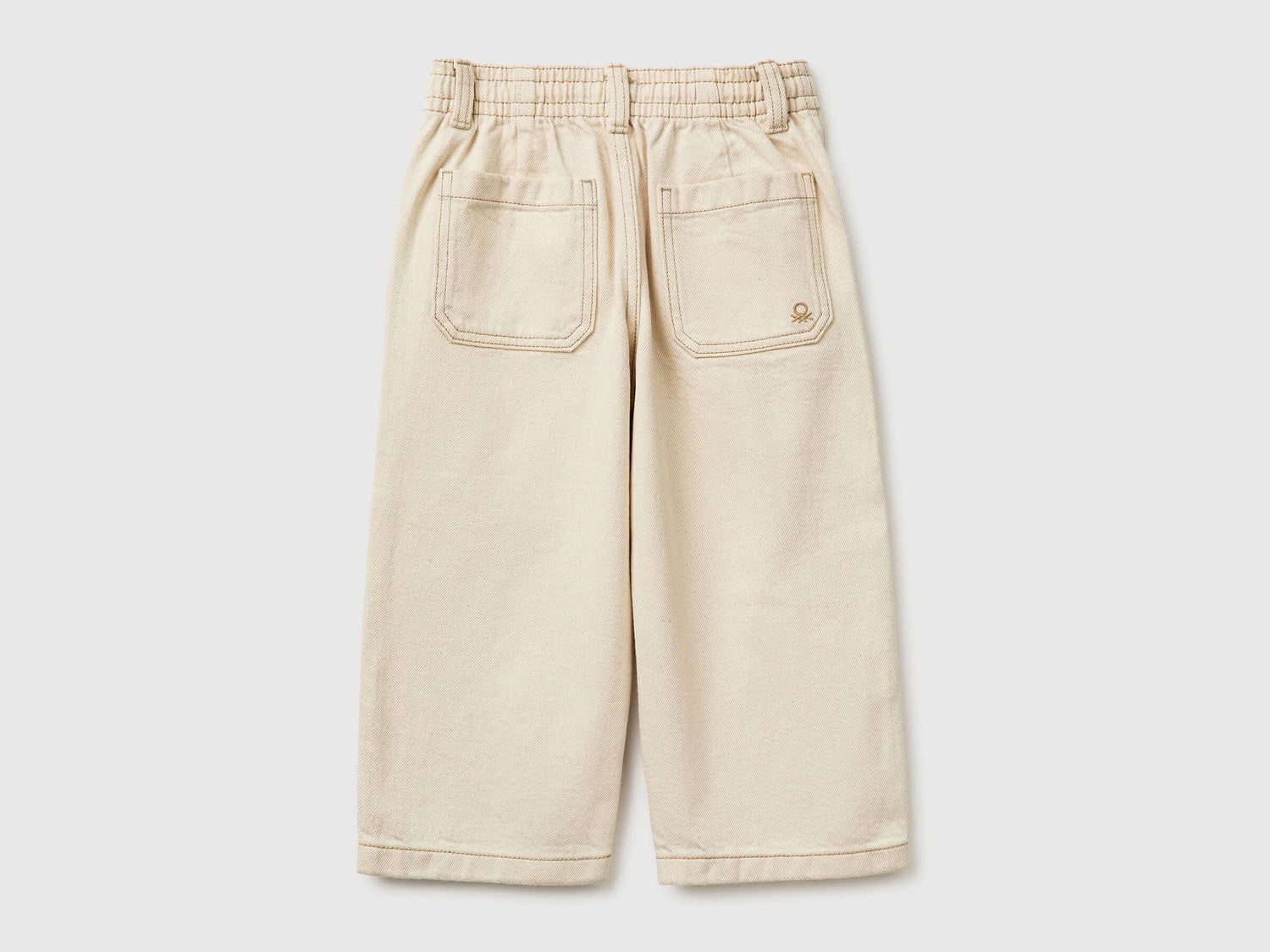 Benetton Creamy White Boys Loose-Fit Trousers with Drawstring SKU: 4ZJNGF02T_901 Image 02