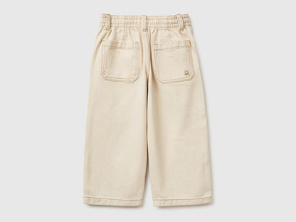 Benetton Creamy White Boys Loose-Fit Trousers with Drawstring SKU: 4ZJNGF02T_901 Image 02