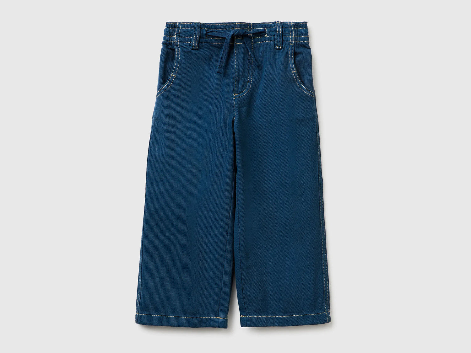 Benetton Dark Blue Boys Loose-Fit Trousers with Drawstring SKU: 4ZJNGF02T_97T Image 01