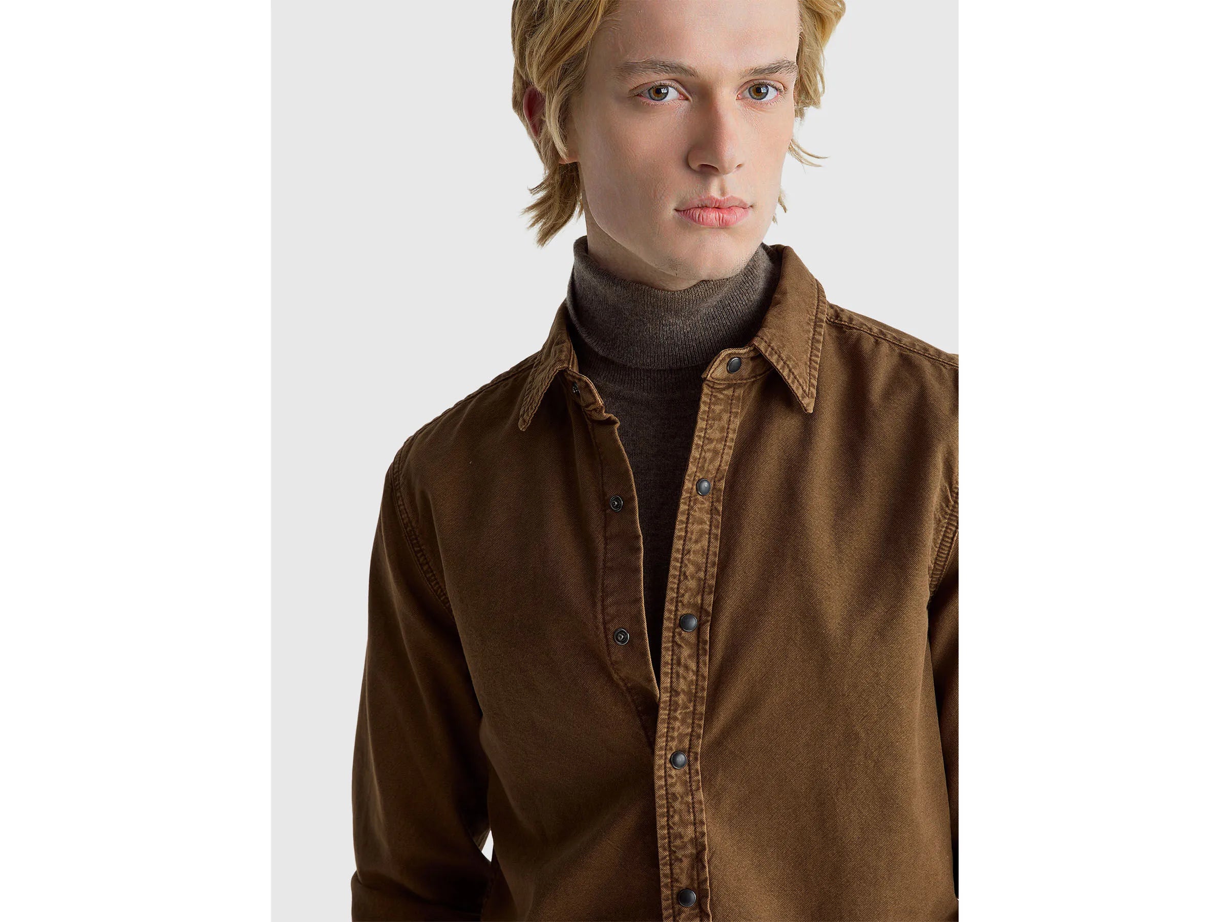 Benetton_Brown_Slim Fit Shirt in 100% Cotton_500VUQ06H_7J9_04
