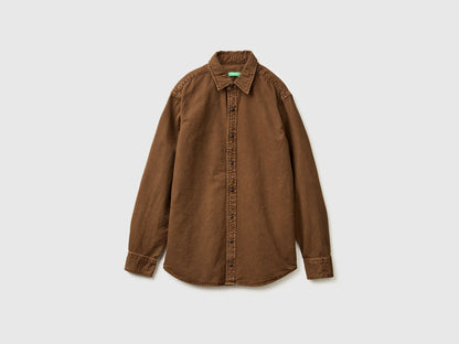 Benetton_Brown_Slim Fit Shirt in 100% Cotton_500VUQ06H_7J9_05