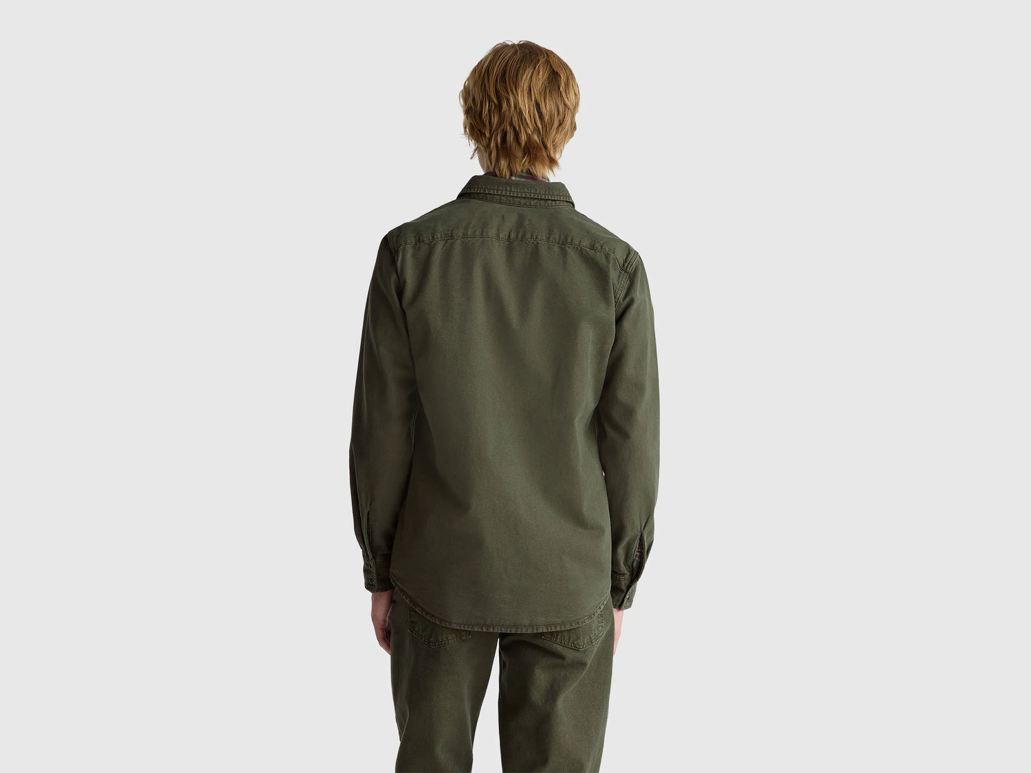 Benetton_Dark Gray_Slim Fit Shirt in 100% Cotton_500VUQ06H_87V_02