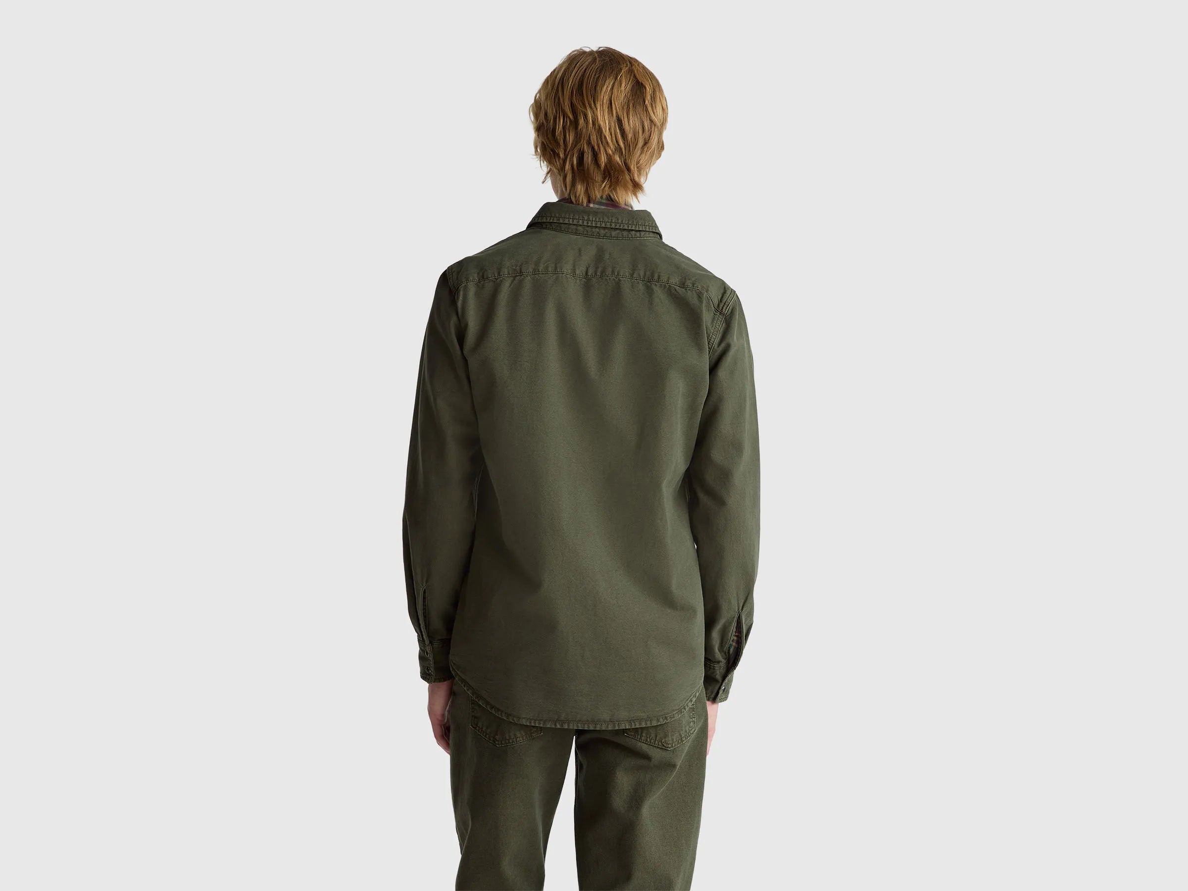 Benetton_Dark Gray_Slim Fit Shirt in 100% Cotton_500VUQ06H_87V_02