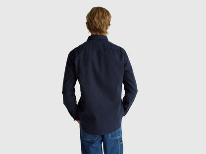 Benetton_Dark Blue_Slim Fit Shirt in 100% Cotton_500VUQ06H_9C1_02