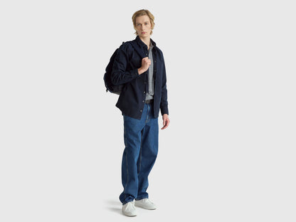 Benetton_Dark Blue_Slim Fit Shirt in 100% Cotton_500VUQ06H_9C1_03