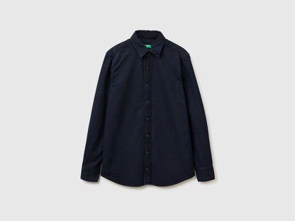 Benetton_Dark Blue_Slim Fit Shirt in 100% Cotton_500VUQ06H_9C1_05