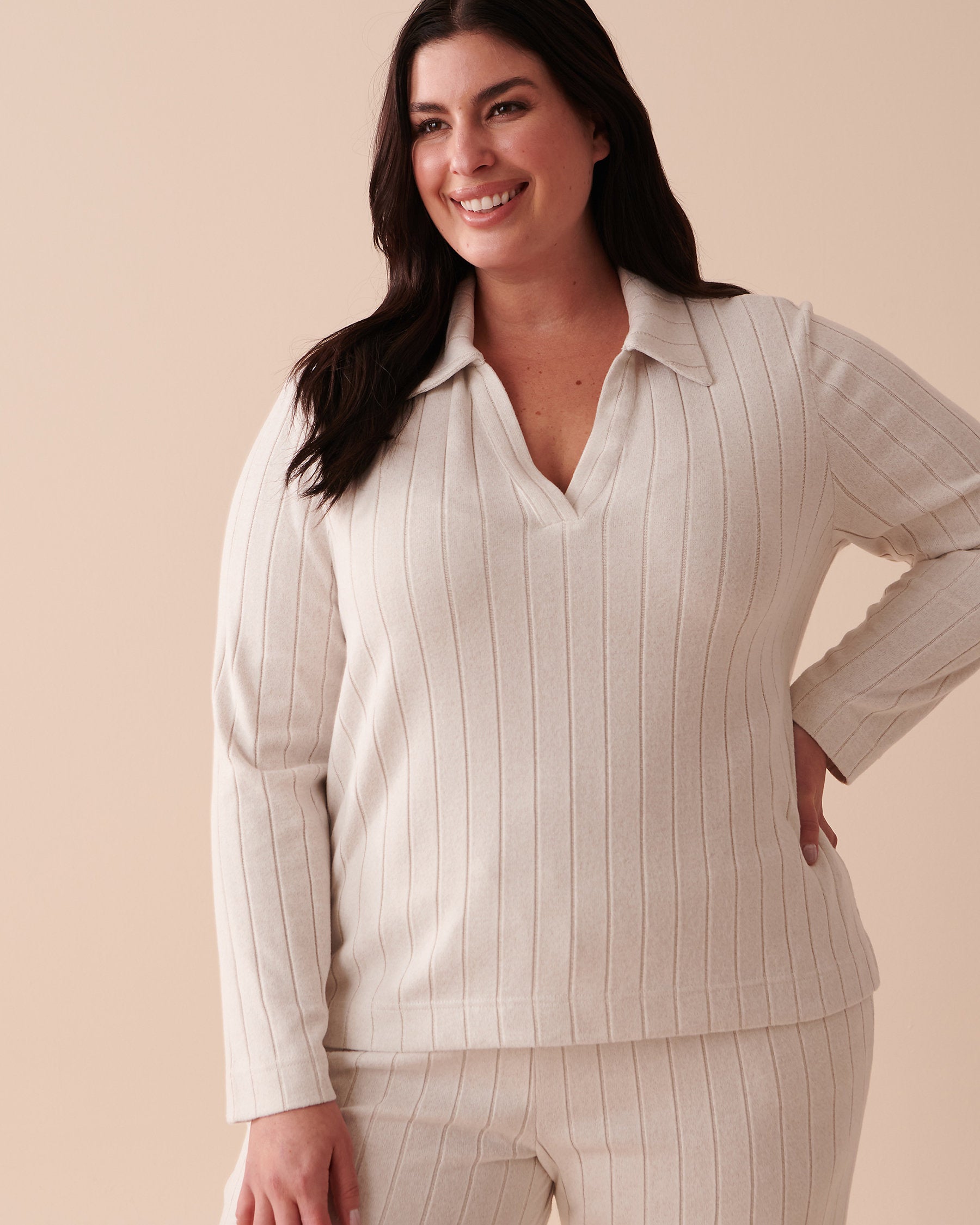 Ribbed Knit L/Slv V Neck_50100080_20079_04