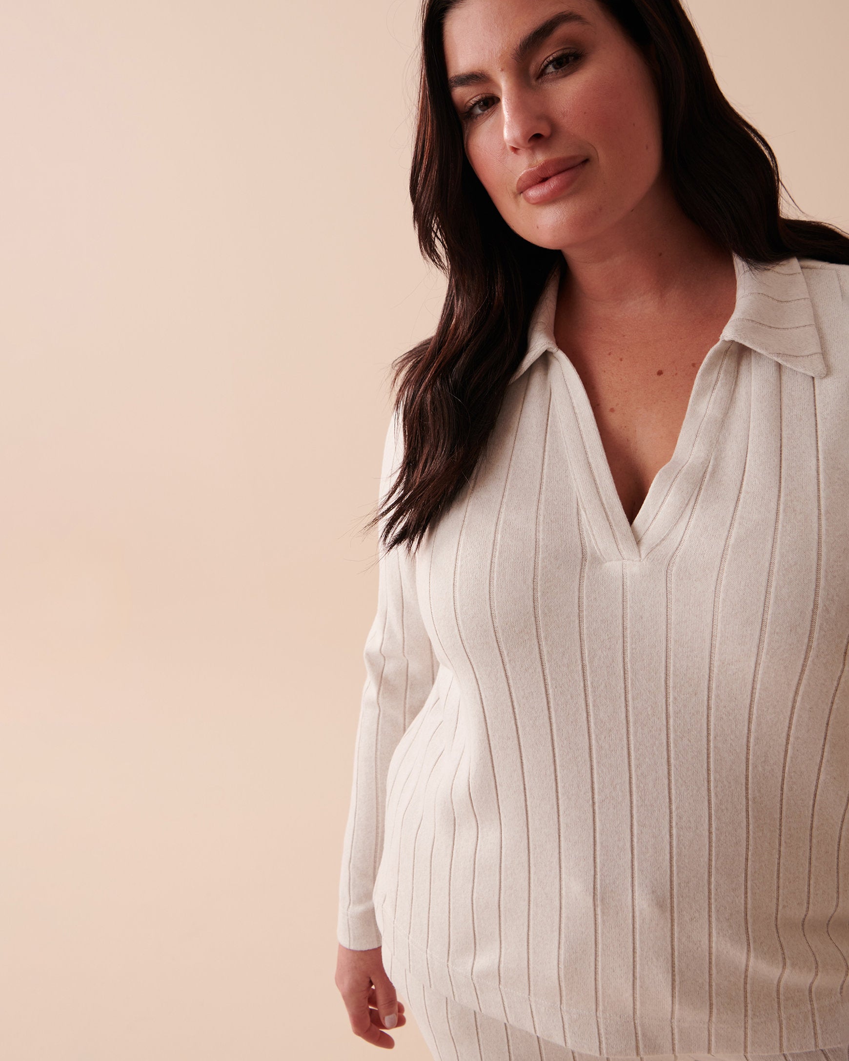 Ribbed Knit L/Slv V Neck_50100080_20079_06