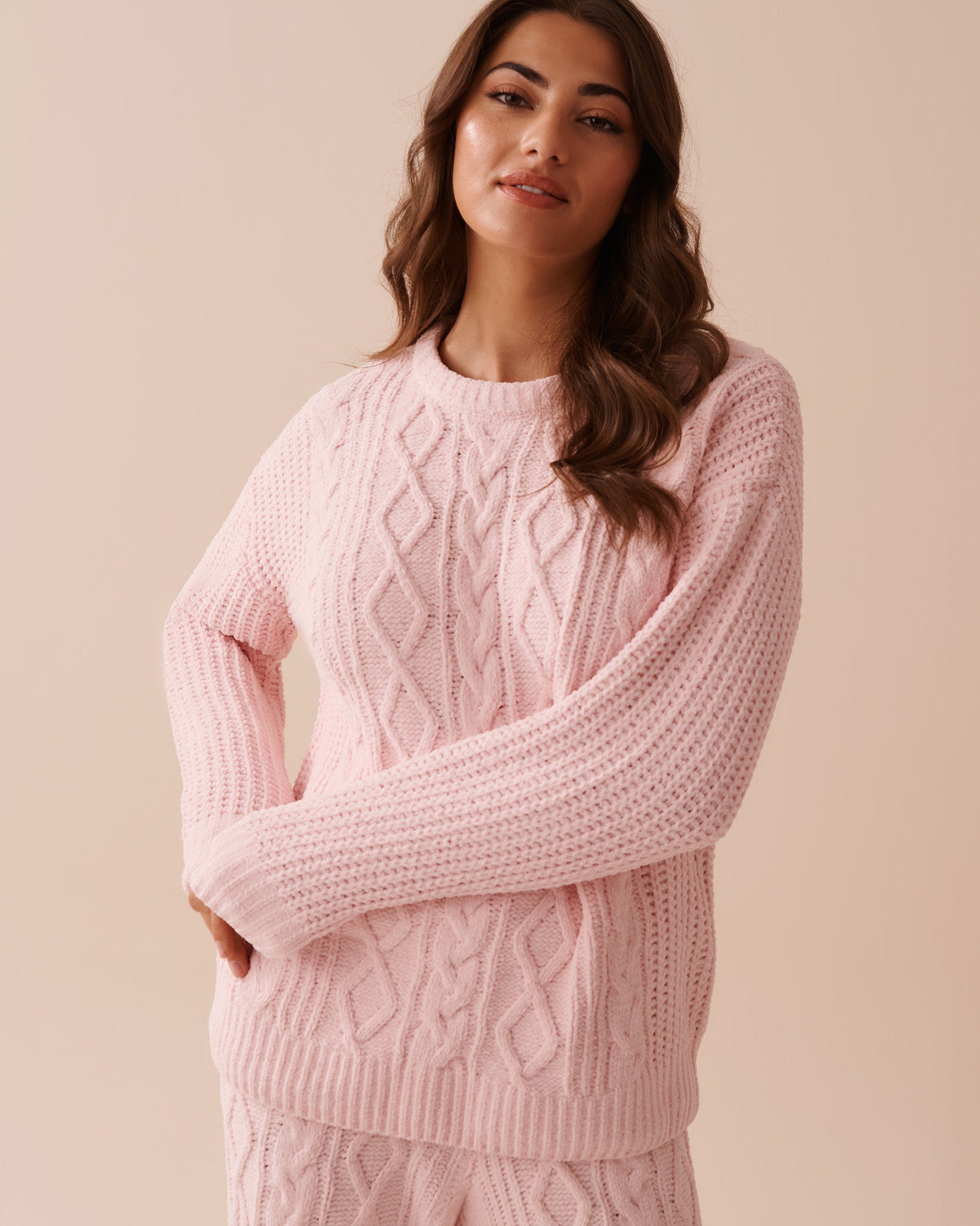 Cable-Knit Chenille Long Sleeve Shirt_50100094_60042_01