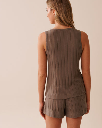 La Vie en Rose_Deep Taupe_Ribbed V-neck Cami_50100111_20094_02