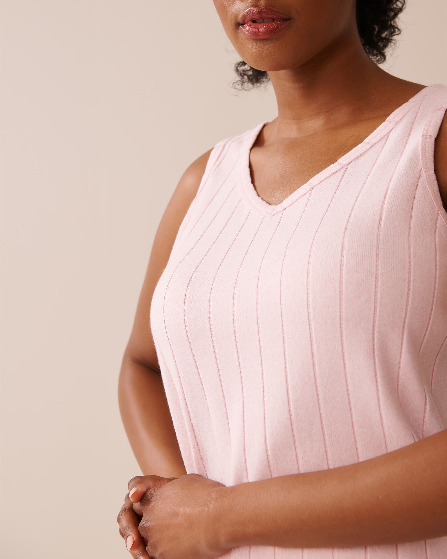 La Vie en Rose_Parfait Pink Mix_Ribbed V-neck Cami_50100111_60208_03