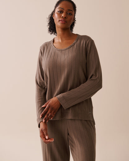 La Vie en Rose_Deep Taupe_Ribbed Long Sleeve Shirt_50100112_20094_04