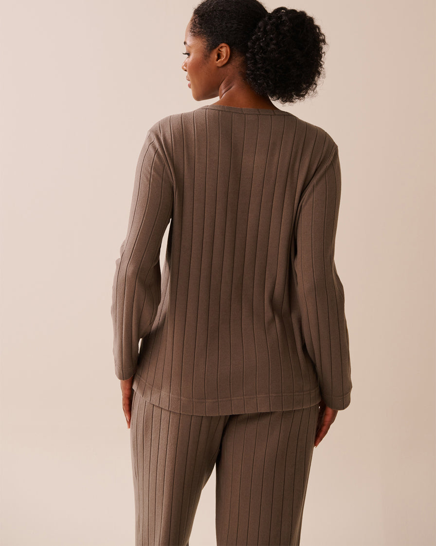 La Vie en Rose_Deep Taupe_Ribbed Long Sleeve Shirt_50100112_20094_05