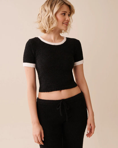 La Vie en Rose_Black Beauty_Chenille Crop T-Shirt_50100113_00001_01