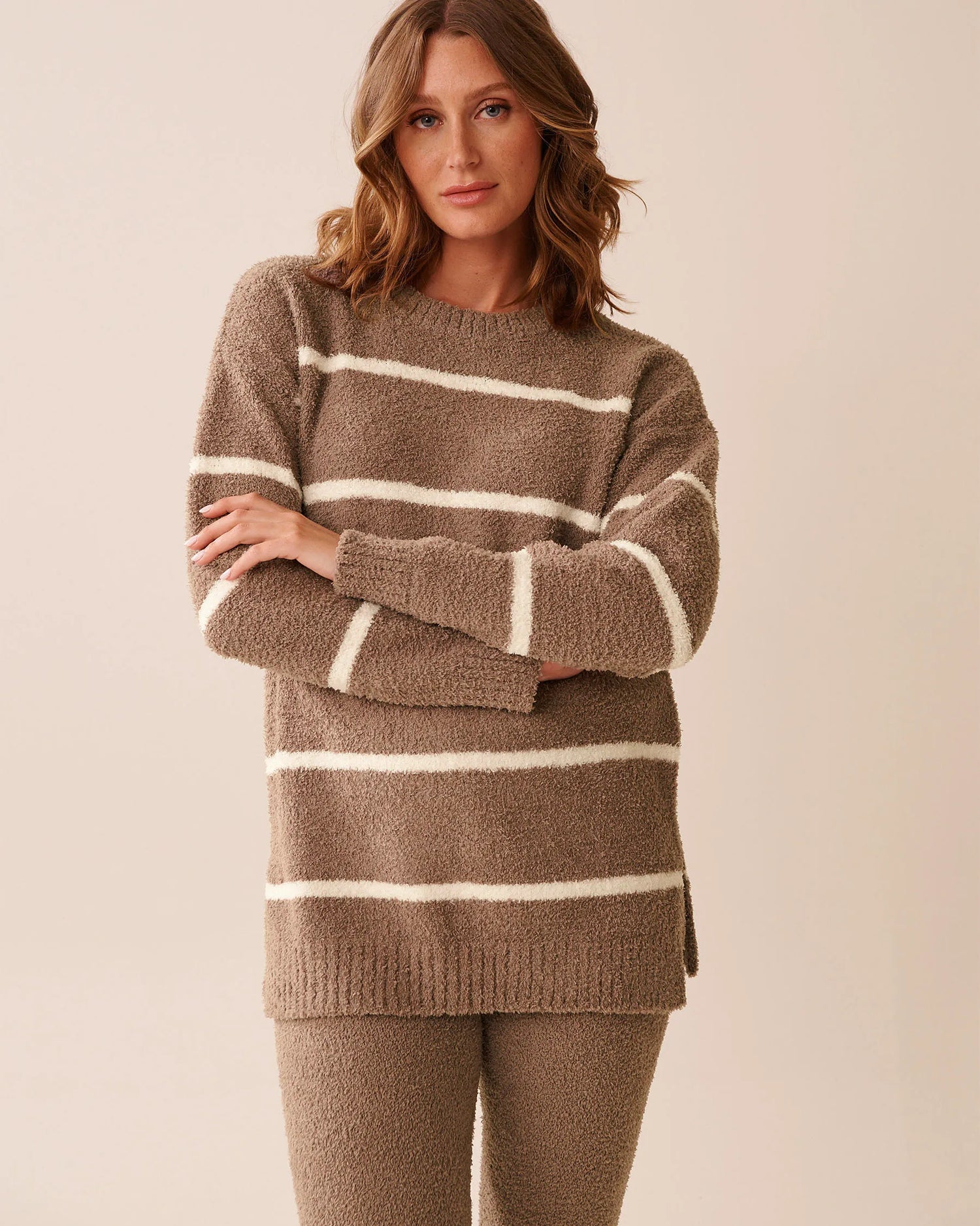 La Vie en Rose_Cinder &amp; Snow Stripes_Chenille Long Sleeve Shirt_50100114_P00449_01