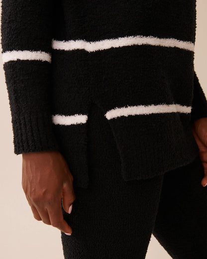 La Vie en Rose_Black &amp; Snow Stripes_Chenille Long Sleeve Shirt_50100114_P00450_03