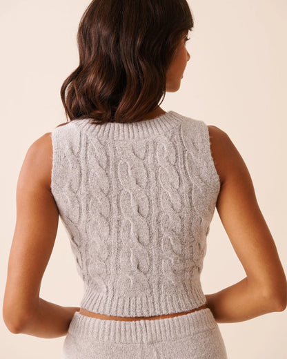 La Vie en Rose_Comfy Grey Mix_Cable-Knit Crop Cami_50100118_00007_02