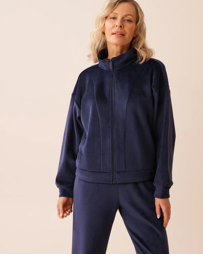 La Vie en Rose_Evening Blue_Velvet Zip-Up Sweatshirt_50100119_40009_01