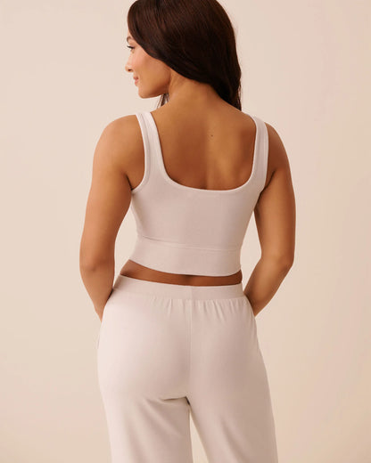 La Vie en Rose Beige Mix Women Soft Knit Crop Cami SKU: 50100125_20079 Image 02