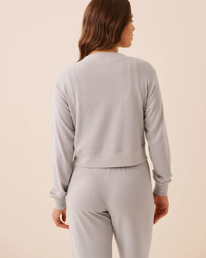 La Vie en Rose Comfy Grey Mix Women Soft Knit Cardigan SKU: 50100126_00007 Image 02