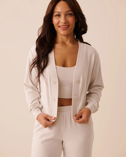 La Vie en Rose Beige Mix Women Soft Knit Cardigan SKU: 50100126_20079 Image 04