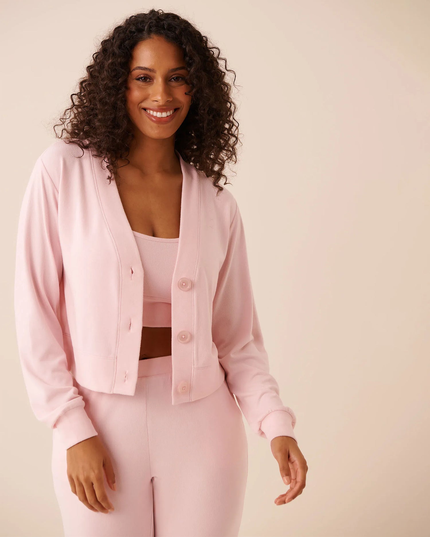 La Vie en Rose Chalk Pink Women Soft Knit Cardigan SKU: 50100126_60042 Image 04