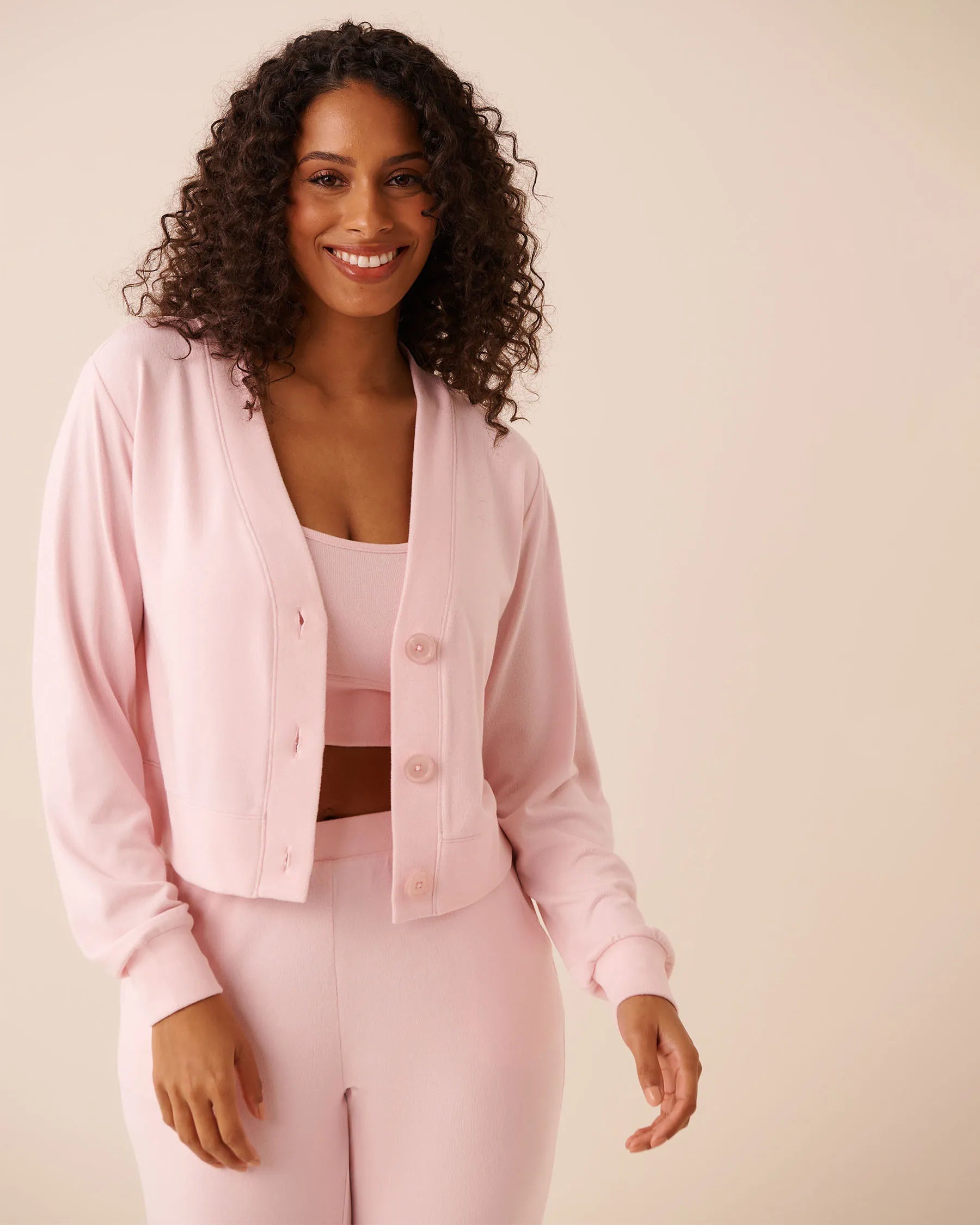 La Vie en Rose Chalk Pink Women Soft Knit Cardigan SKU: 50100126_60042 Image 04
