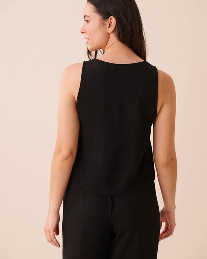 La Vie en Rose Black Beauty Women Button-Down Crinkle Cami SKU: 50100132_00001 Image 02