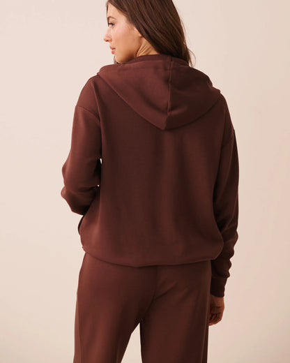 La Vie en Rose Brown Stone Women Double-Knit Zip-Up Hoodie SKU: 50100136_20131 Image 06