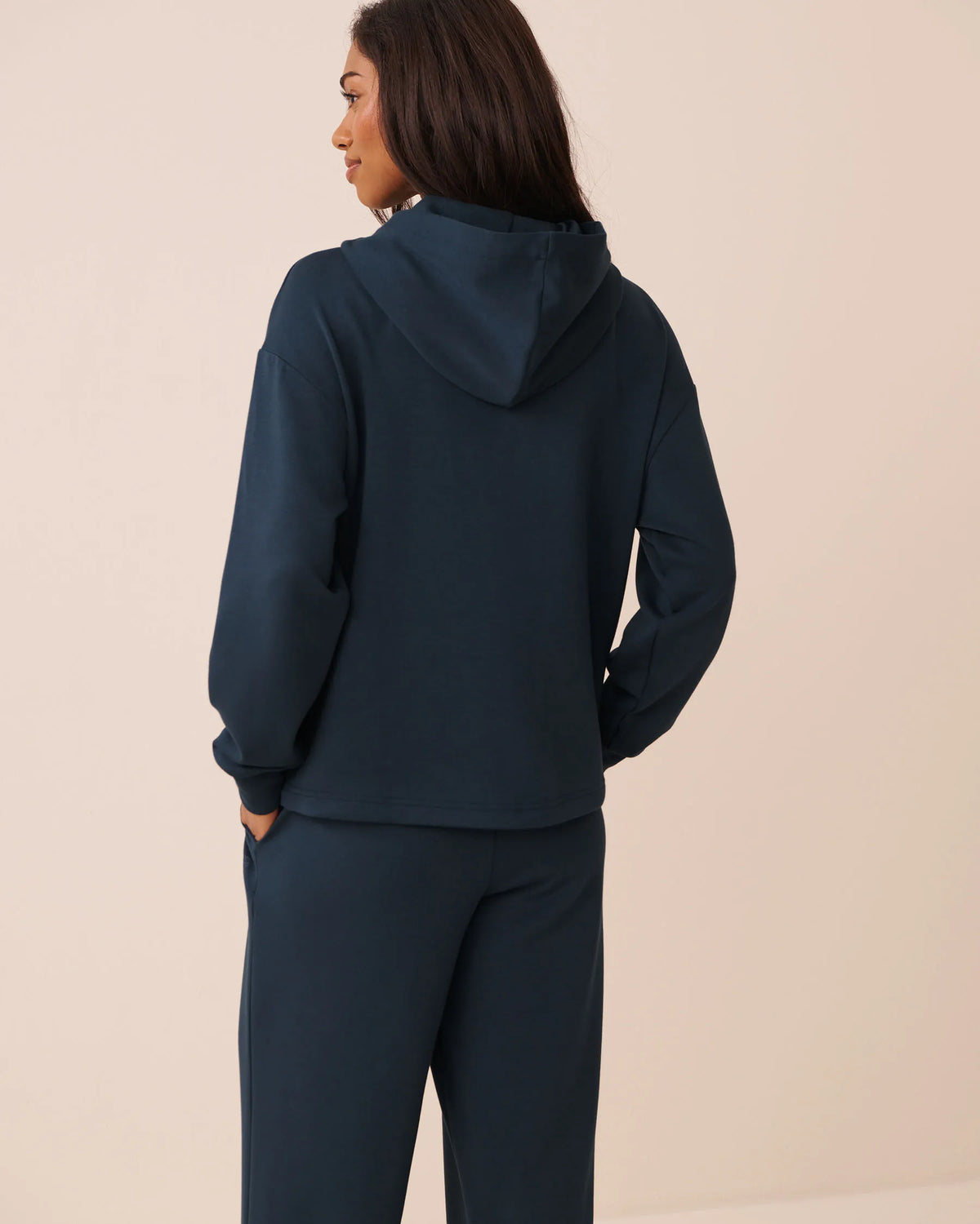 La Vie en Rose Midnight Navy Women Double-Knit Zip-Up Hoodie SKU: 50100136_40008 Image 03