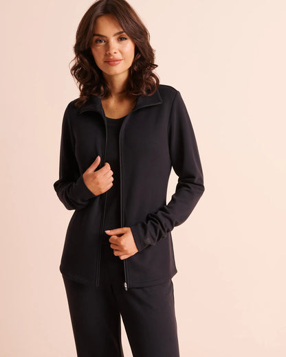 La Vie en Rose Black Beauty Women Double-Knit Zip-Up Sweatshirt SKU: 50100143_00001 Image 03
