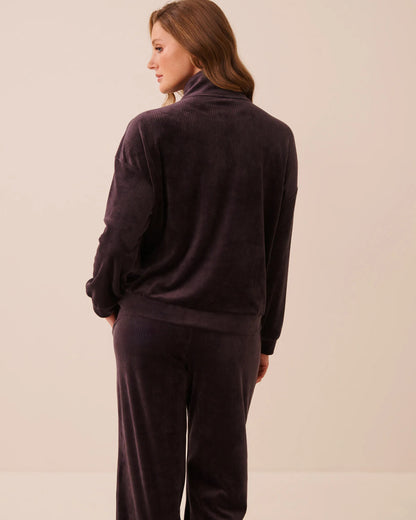 La Vie en Rose Plum Perfect Women Ribbed Velour Half-Zip Sweatshirt SKU: 50100144_50103 Image 02