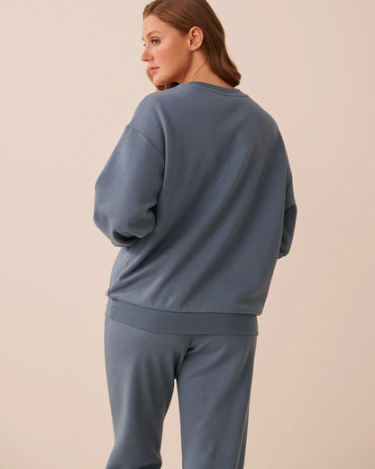 La Vie en Rose China Blue Women Terry Fleece Sweatshirt SKU: 50100145_40126 Image 04