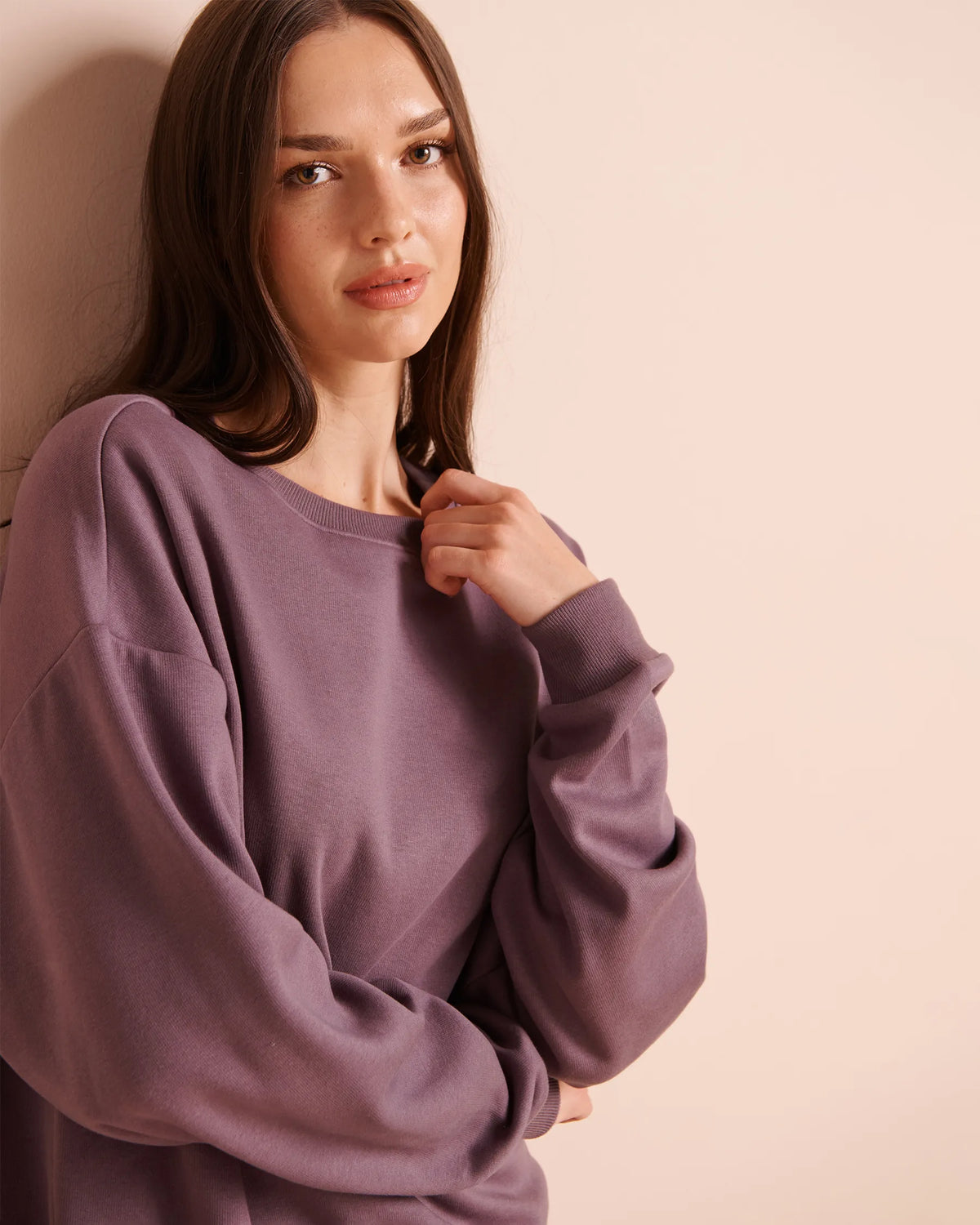 La Vie en Rose Black Plum Women Terry Fleece Sweatshirt SKU: 50100145_50006 Image 03