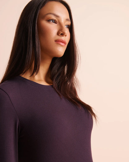 La Vie en Rose Plum Perfect Women Ribbed Modal Long Sleeve Top SKU: 50100146_50103 Image 03