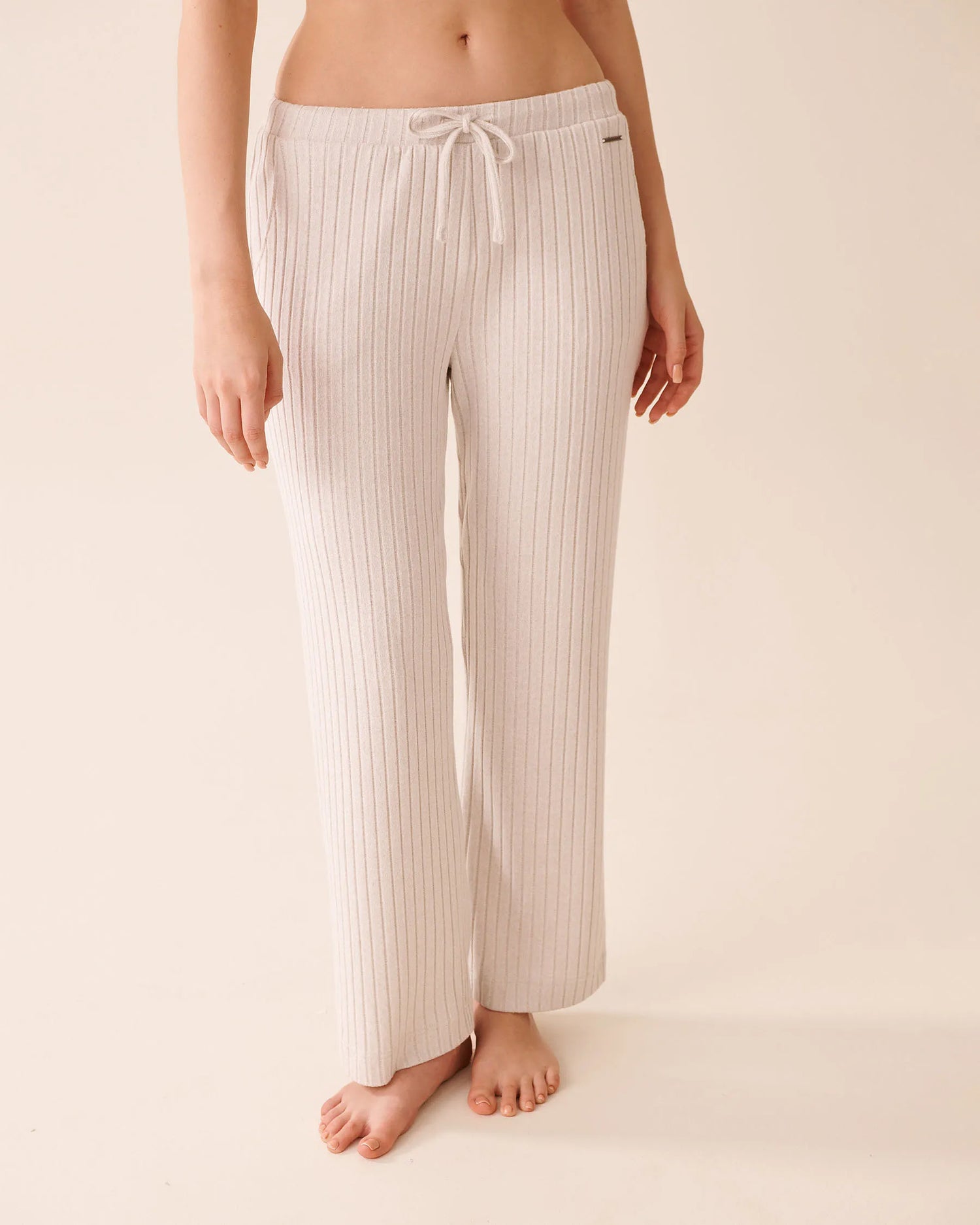 La Vie en Rose_Beige Mix_Ribbed Wide Leg Pants_50200105_20079_01