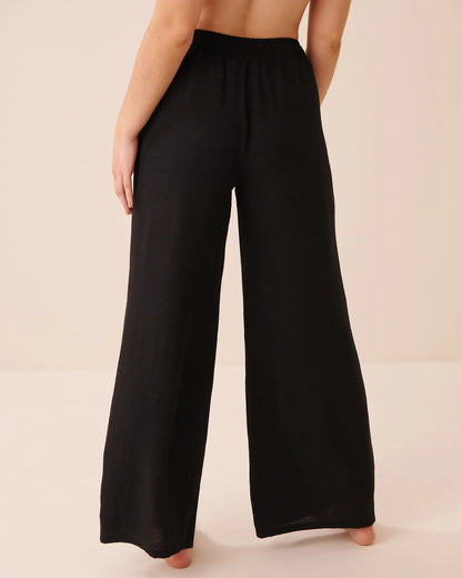 La Vie en Rose Black Beauty Women Wide Leg Crinkle Pants SKU: 50200116_00001 Image 02