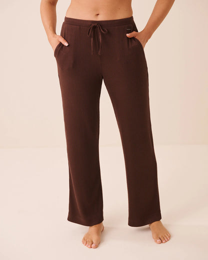 La Vie en Rose Brown Stone Women Ribbed Knit Pants SKU: 50200121_20131 Image 02