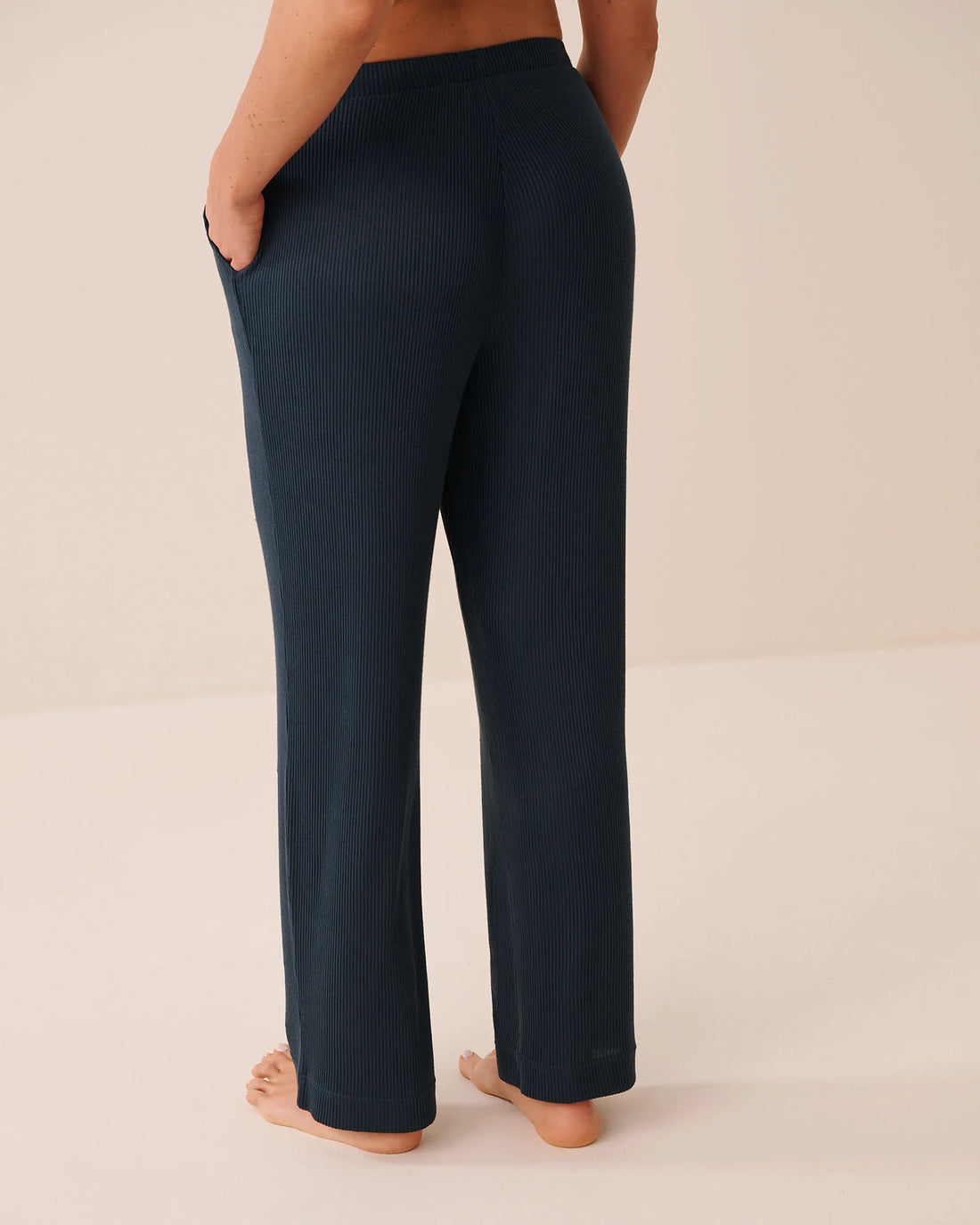 La Vie en Rose Midnight Navy Women Ribbed Knit Pants SKU: 50200121_40008 Image 02