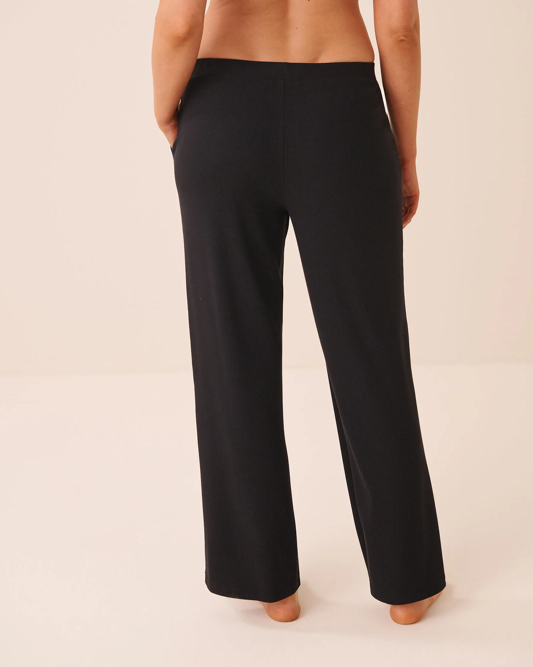 La Vie en Rose Black Beauty Women Ribbed Modal Pants SKU: 50200124_00001 Image 02