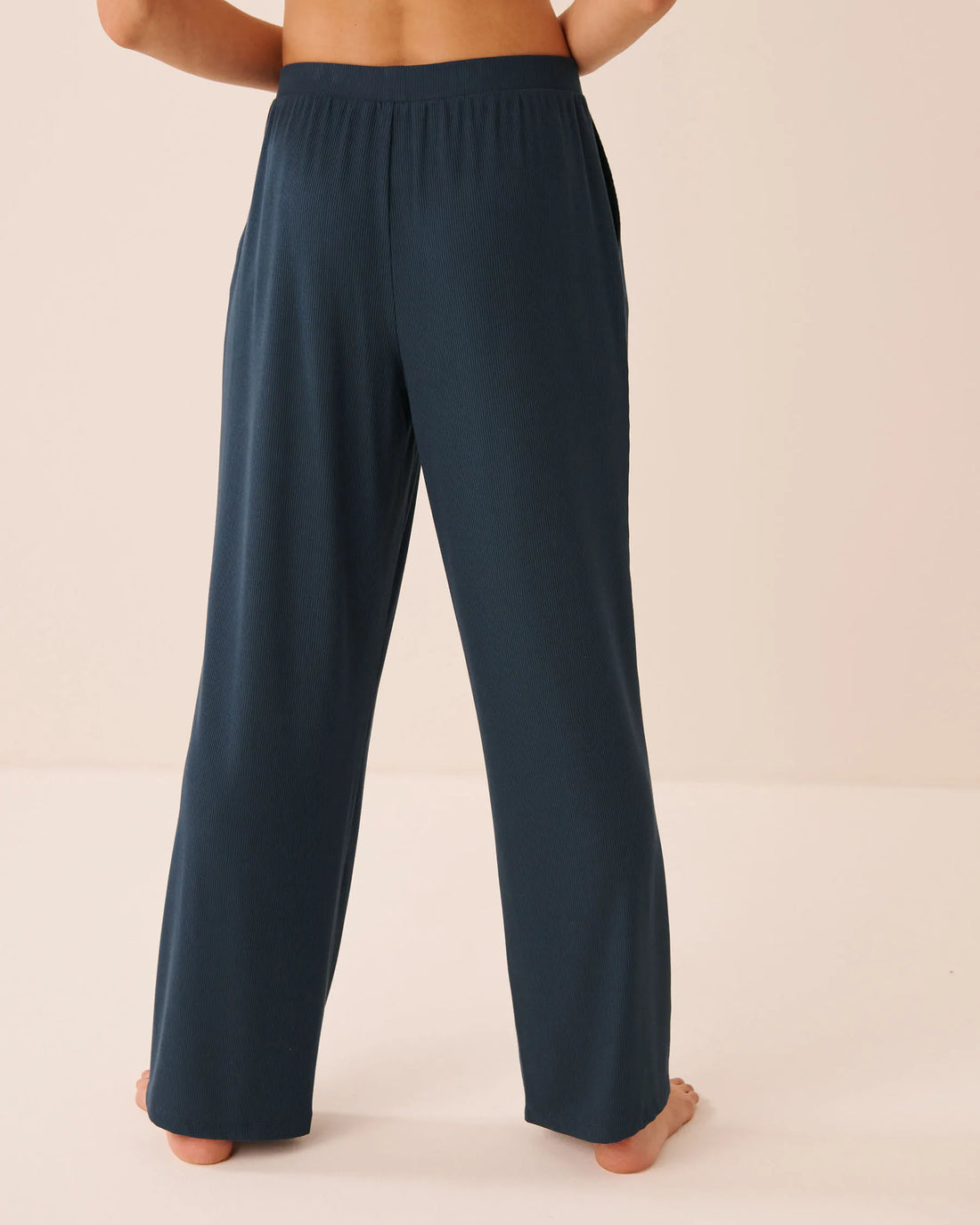 La Vie en Rose Midnight Navy Women Ribbed Modal Pants SKU: 50200124_40008 Image 02