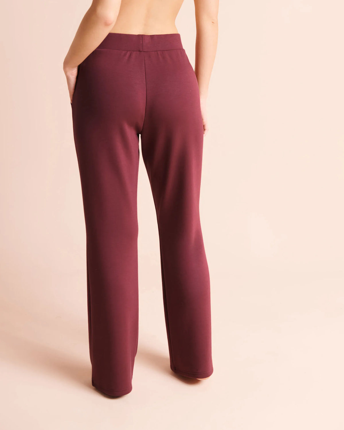 La Vie en Rose Burgundy Women Double-Knit Straight-Leg Pants SKU: 50200125_50062 Image 02